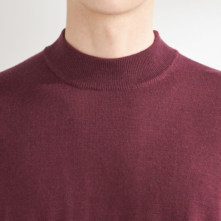 スーツセレクト 【発送在庫あり】【RBC】【秋冬】ウールモックネックニットセーター/レッド/ZEGNA BARUFFA/マシンウォッシャブル 赤中間