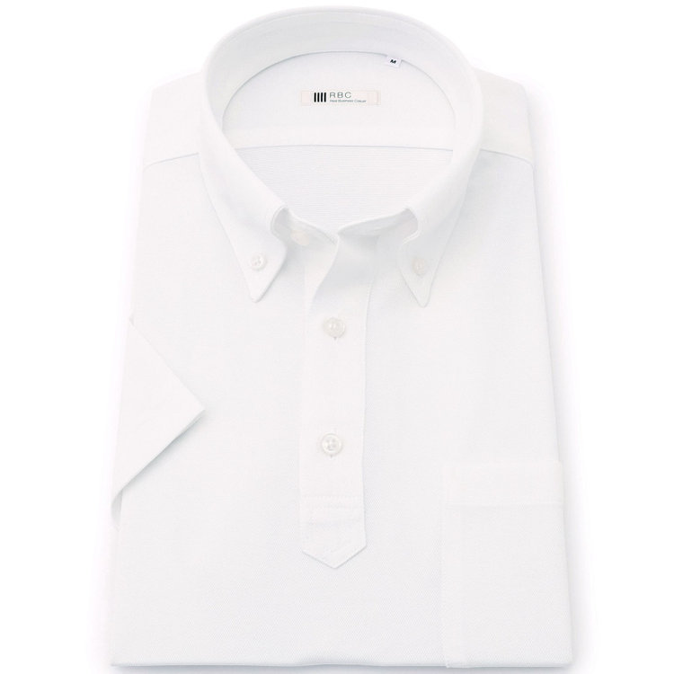 シルバーライン 【RBC/五分袖】ボタンダウンビズポロシャツ プルオーバータイプ/ホワイト/4S コットンブレンド 白