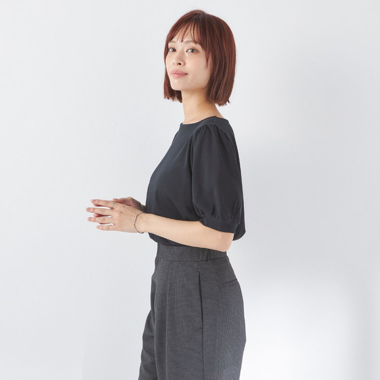 シルバーライン 【SILVER LINE/5分袖】パフスリーブカットソー/ブラック 黒