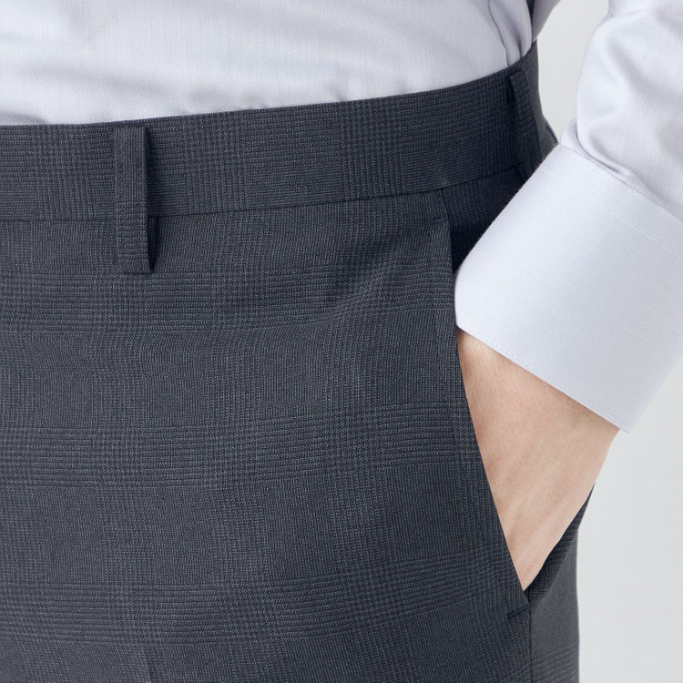 ブラックライン 【KSW】【春夏】0タックパンツ/ネイビー×チェック/※裾上げ済仕様 紺中間