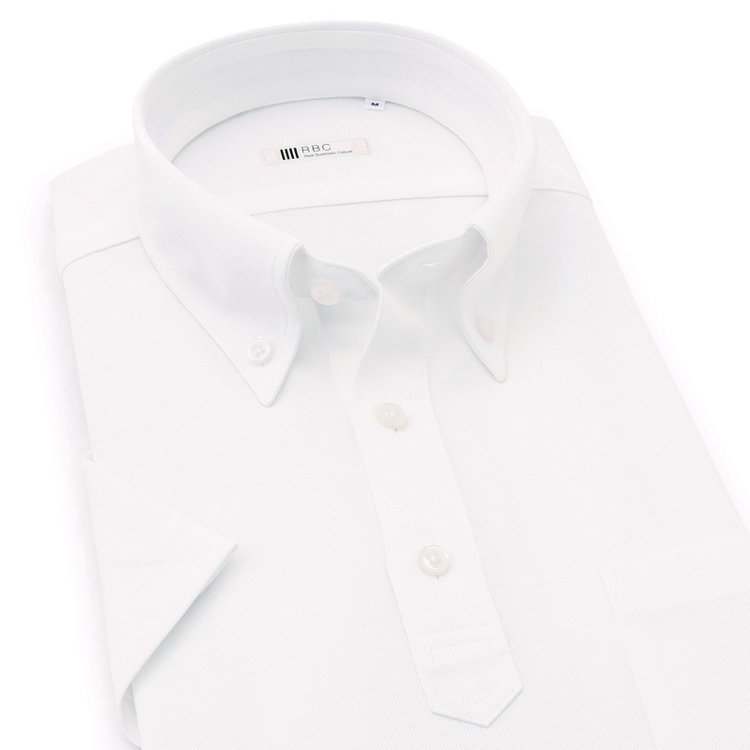 シルバーライン 【RBC/五分袖】ボタンダウンビズポロシャツ プルオーバータイプ/ホワイト/4S コットンブレンド 白