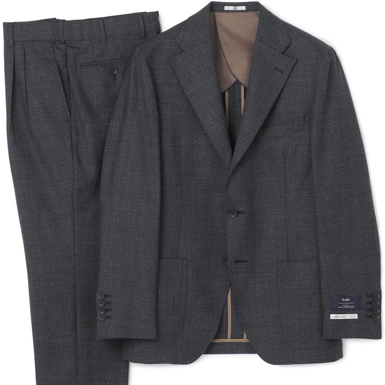 シルバーライン 【CLASSICO TAPERED】【春夏】3釦段返りシングルスーツ 2タック/グレー/パッチポケット/ウエストムーブ/MARZOTTO/※パンツ裾直し必要 グレー濃色