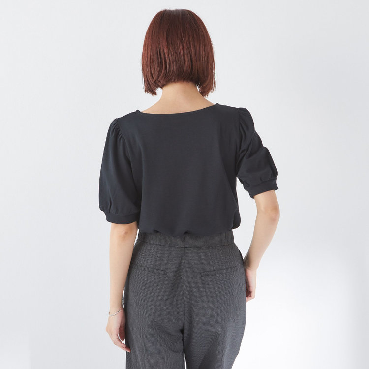 シルバーライン 【SILVER LINE/5分袖】パフスリーブカットソー/ブラック 黒