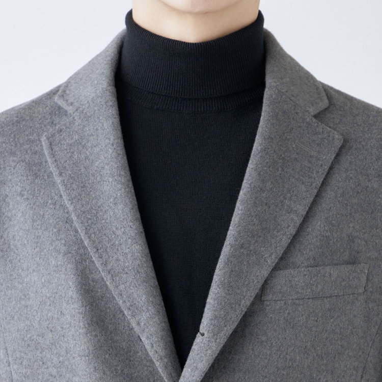 ブラックライン 【発送在庫あり】【BL】【AB体】ウールチェスターコート/グレー×ソリッド/NEW ZEALAND WOOL LIMITED EDITION グレー中間