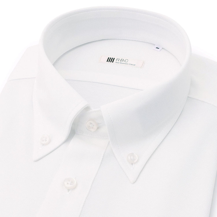 シルバーライン 【RBC/五分袖】ボタンダウンビズポロシャツ プルオーバータイプ/ホワイト/4S コットンブレンド 白