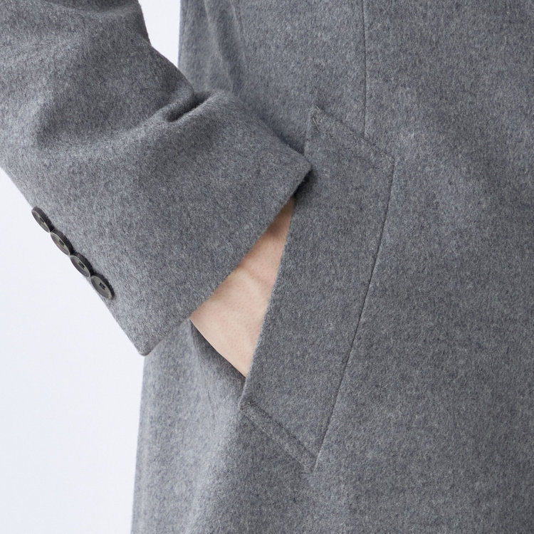 ブラックライン 【発送在庫あり】【BL】【AB体】ウールチェスターコート/グレー×ソリッド/NEW ZEALAND WOOL LIMITED EDITION グレー中間