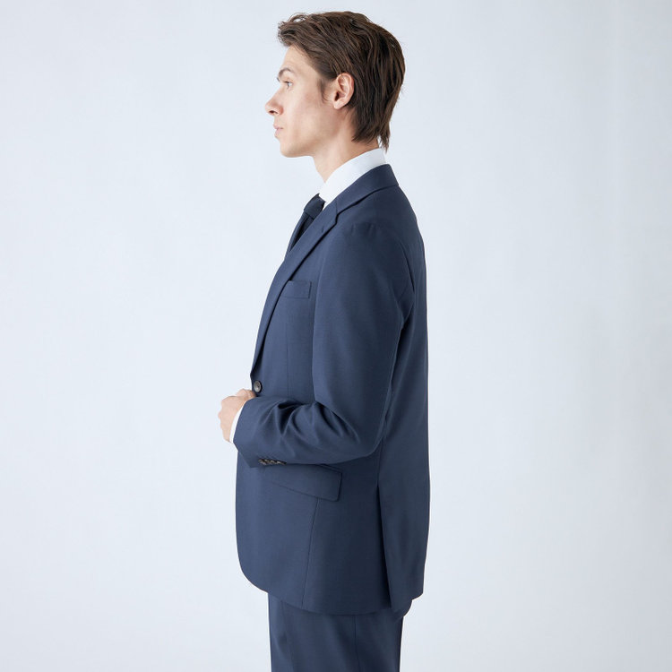 SUIT SELECT　アウトレット 【WEB限定/OUTLET/汚れ・キズ等有】【CLASSICO TAPERED】【秋冬】スペアパンツ付き/2釦シングルスーツ 1タック/ネイビー×ソリッド/ウォッシャブル/※裾上げ必要※スラックス汚れ 紺中間
