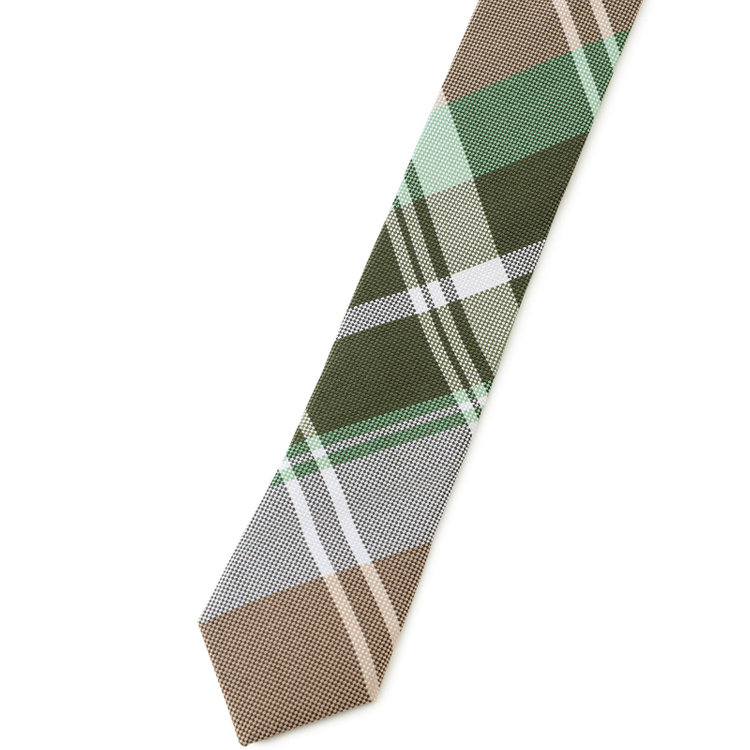 ブラックライン 【BLACK LINE】シルクチェックネクタイ 7.5cm幅/サンドブラウン×グリーン×グレー その他