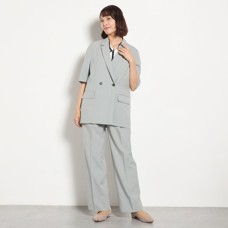 シルバーライン 【RELAX WIDE】【春夏】 2釦1掛けダブルジャケットワイドパンツスーツ/グレー/4S SUSTAINABILITY&ECOLOGY FABRIC/※パンツ裾上げ済仕様 グレー淡色