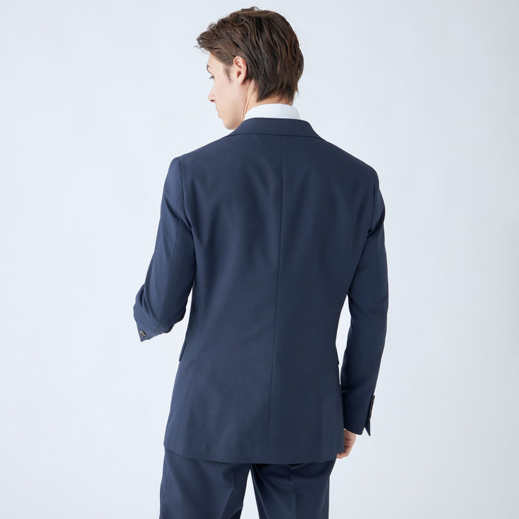 SUIT SELECT　アウトレット 【WEB限定/OUTLET/汚れ・キズ等有】【CLASSICO TAPERED】【秋冬】スペアパンツ付き/2釦シングルスーツ 1タック/ネイビー×ソリッド/ウォッシャブル/※裾上げ必要※スラックス汚れ 紺中間