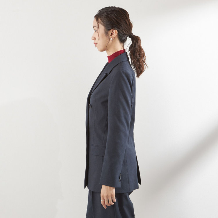 シルバーライン 【RELAX WIDE】【秋冬】 ダブルジャケットワイドパンツスーツ/ネイビー/4S SUSTAINABILITY&ECOLOGY FABRIC/※パンツ裾上げ済仕様 紺中間