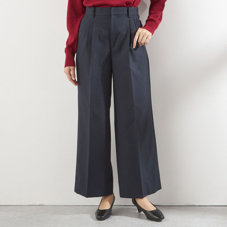 シルバーライン 【RELAX WIDE】【秋冬】 ダブルジャケットワイドパンツスーツ/ネイビー/4S SUSTAINABILITY&ECOLOGY FABRIC/※パンツ裾上げ済仕様 紺中間