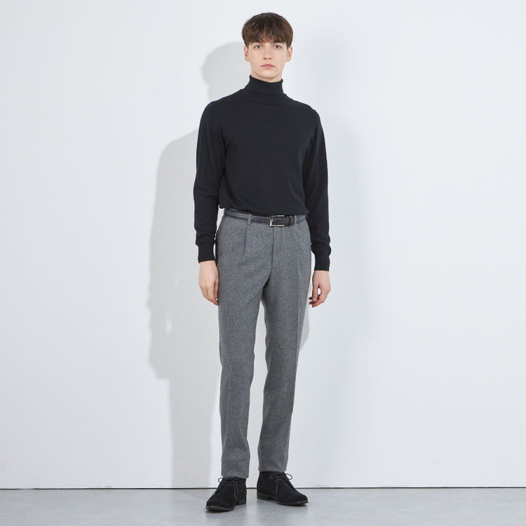シルバーライン 【5DAYS CLOSET】【RBC】【秋冬】ウールブレンド1タックテーパードパンツ/グレー/ウエストムーブ/RE:NEWOOL/※裾上げ必要 グレー中間