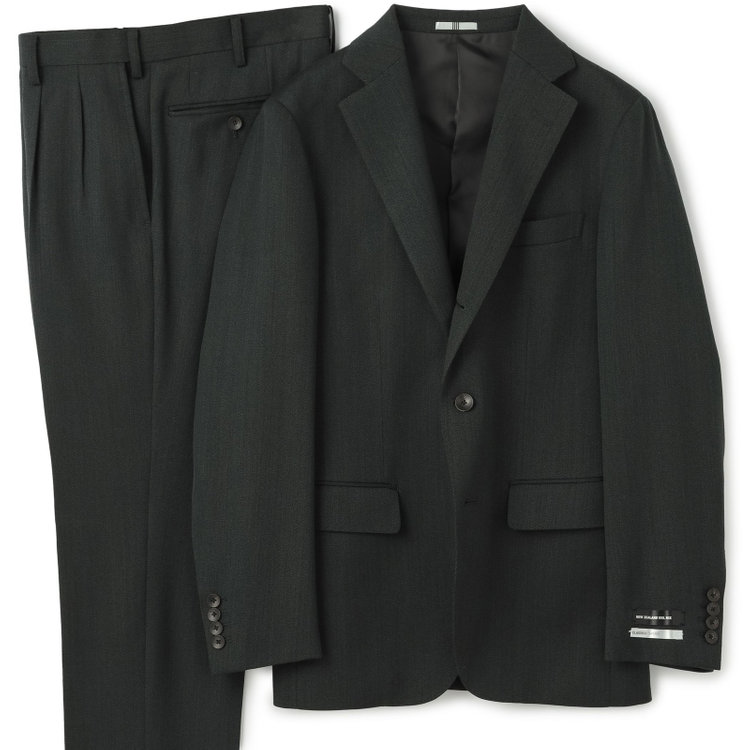 シルバーライン 【発送在庫あり】【CLASSICO TAPERED】【秋冬】3釦段返りシングルスーツ 2タック/グリーン/NEW ZEALAND WOOL MIX/※裾上げ必要 緑中間