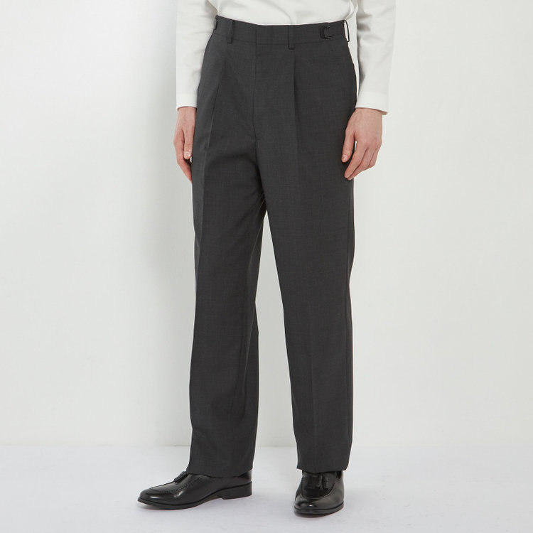 ソノタ 【BLACK LINE】【春夏】1タックワイドシルエットパンツ/グレー×サイロフィル/NEW ZEALAND WOOL MIX Super100’s/※裾上げ必要 グレー濃色