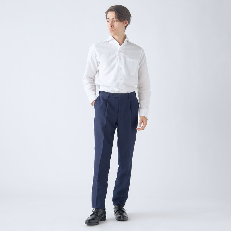 シルバーライン 【5DAYS CLOSET】【RBC】【春夏】テンセルブレンド1タックテーパードパンツ/ネイビー/ウエストムーブ/4S SUSTAINABILITY&ECOLOGY FABRIC/※裾上げ必要 紺中間