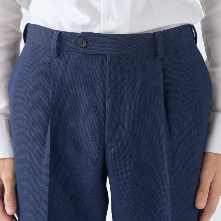 シルバーライン 【5DAYS CLOSET】【RBC】【春夏】テンセルブレンド1タックテーパードパンツ/ネイビー/ウエストムーブ/4S SUSTAINABILITY&ECOLOGY FABRIC/※裾上げ必要 紺中間