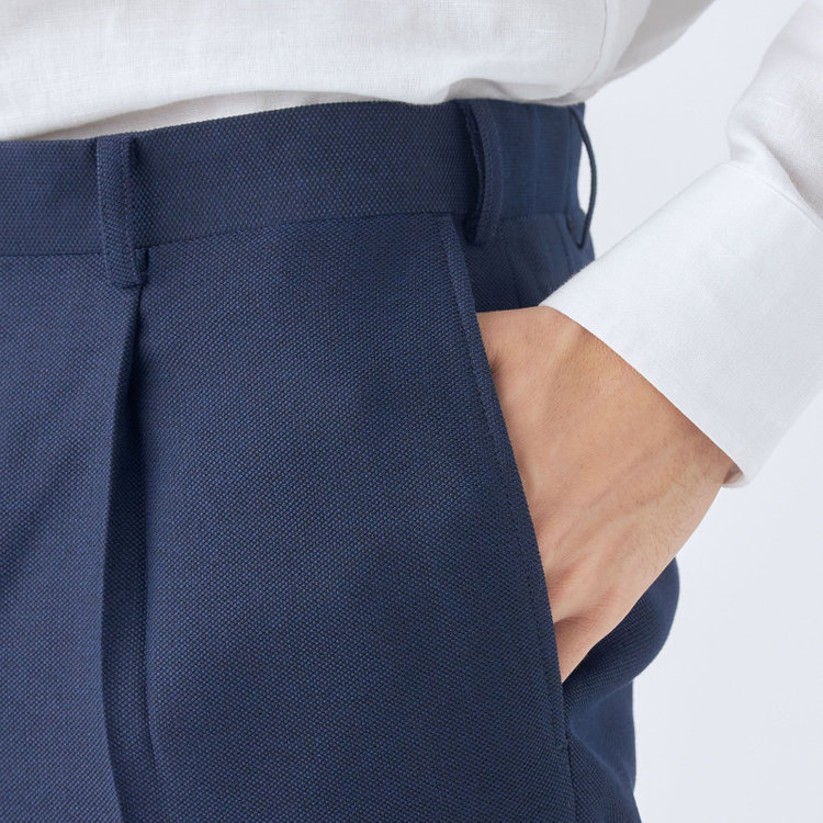 シルバーライン 【5DAYS CLOSET】【RBC】【春夏】テンセルブレンド1タックテーパードパンツ/ネイビー/ウエストムーブ/4S SUSTAINABILITY&ECOLOGY FABRIC/※裾上げ必要 紺中間