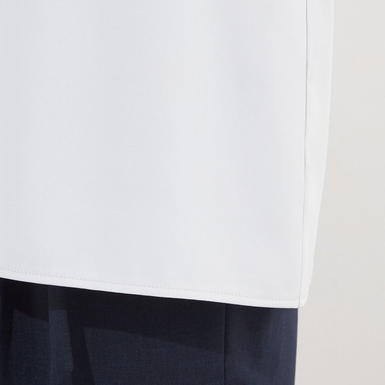 シルバーライン 【SILVER LINE/7分袖】配色フロントプリーツプルオーバー/ライトグレー×ブラック/「ウォッシャブル」「ストレッチ」「防シワ」「UV加工」「静電気防止」 グレー淡色