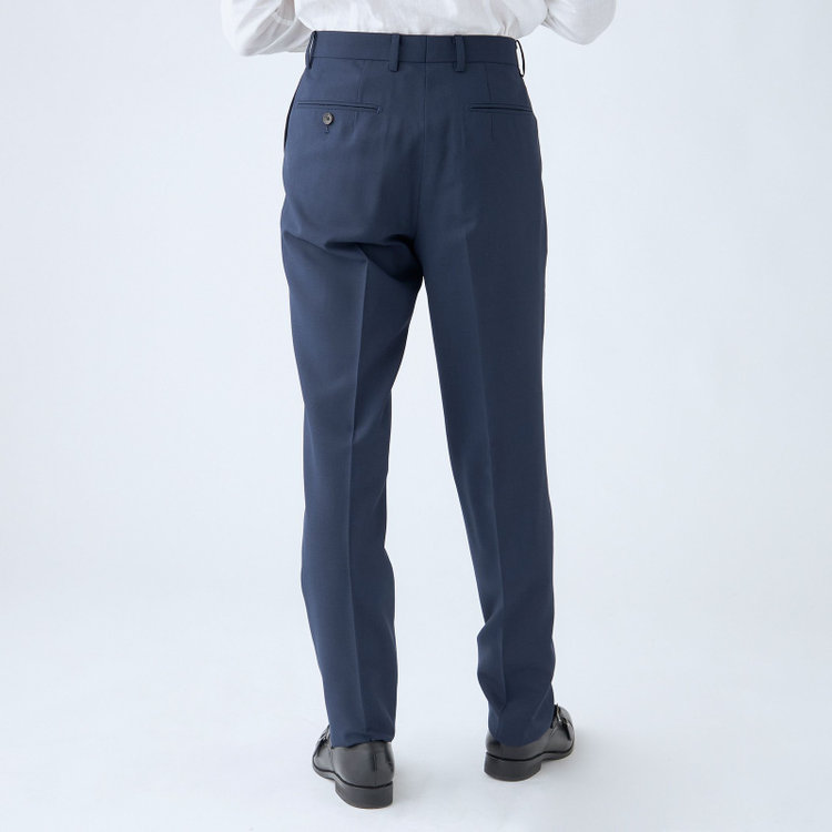 SUIT SELECT　アウトレット 【WEB限定/OUTLET/汚れ・キズ等有】【CLASSICO TAPERED】【秋冬】スペアパンツ付き/2釦シングルスーツ 1タック/ネイビー×ソリッド/ウォッシャブル/※裾上げ必要※スラックス汚れ 紺中間