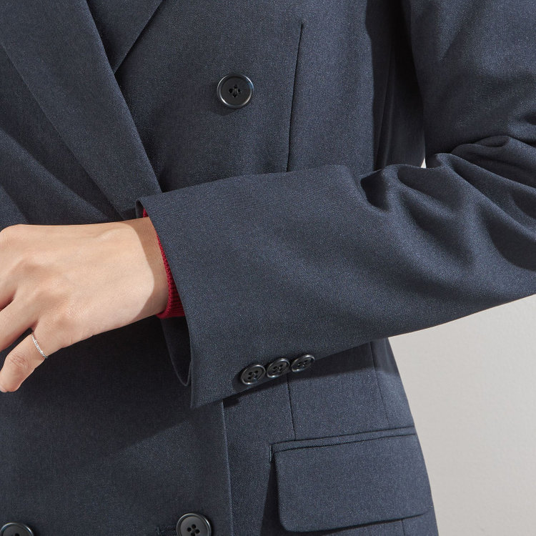 シルバーライン 【RELAX WIDE】【秋冬】 ダブルジャケットワイドパンツスーツ/ネイビー/4S SUSTAINABILITY&ECOLOGY FABRIC/※パンツ裾上げ済仕様 紺中間