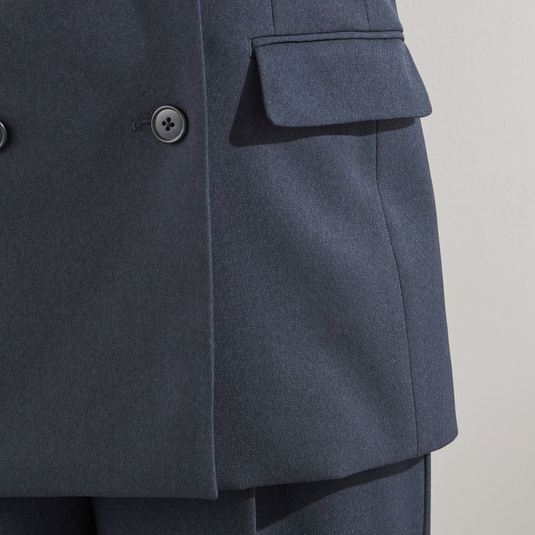 シルバーライン 【RELAX WIDE】【秋冬】 ダブルジャケットワイドパンツスーツ/ネイビー/4S SUSTAINABILITY&ECOLOGY FABRIC/※パンツ裾上げ済仕様 紺中間