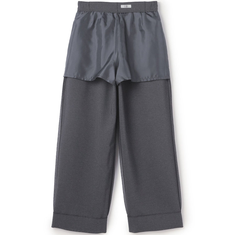 シルバーライン 【SL】【春夏】ワイドパンツ/グレー×チェック/ウエストシャーリング/ウォッシャブル/裾上げ済仕様 グレー中間