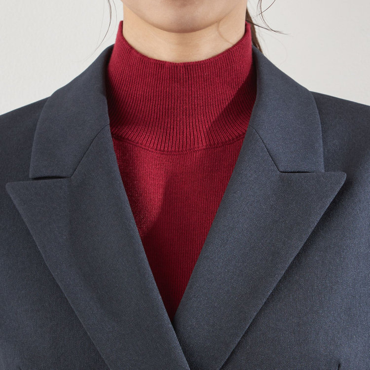 シルバーライン 【RELAX WIDE】【秋冬】 ダブルジャケットワイドパンツスーツ/ネイビー/4S SUSTAINABILITY&ECOLOGY FABRIC/※パンツ裾上げ済仕様 紺中間