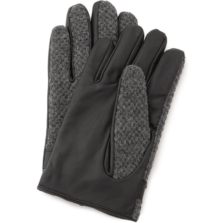 スーツセレクト グローブ/グレー×ニット＆ブラック×レザー/size:24cm グレー中間