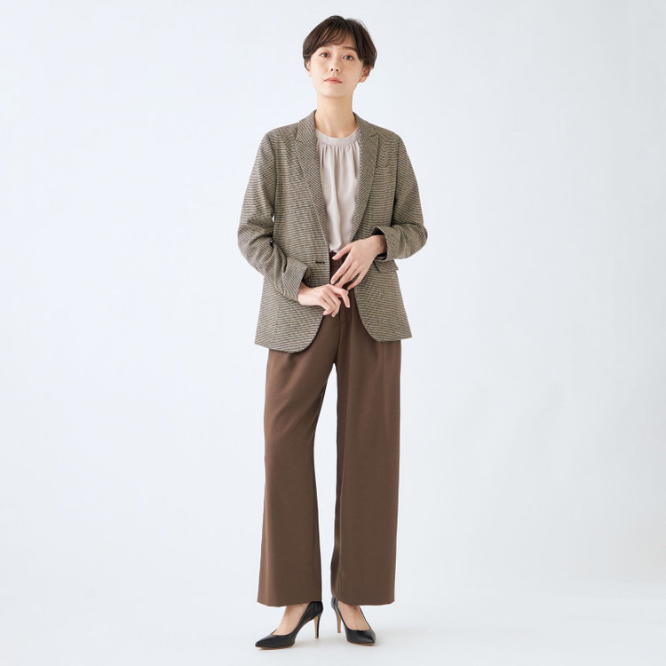 シルバーライン 【RELAX TAPERED】【秋冬】1釦ピークドラペルジャケット/ブラウン×ハウンドトゥース/RE:NEWOOL 茶中間