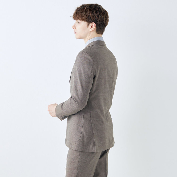 シルバーライン 【発送在庫あり】【CLASSICO TAPERED】【春夏】3釦段返りシングルスーツ 2タック/ブラウン/パッチポケット/ウエストムーブ仕様/MARZOTTO/※パンツ裾直し必要 茶中間
