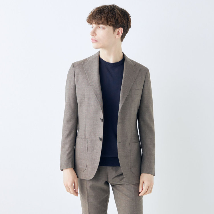 シルバーライン 【発送在庫あり】【CLASSICO TAPERED】【春夏】3釦段返りシングルスーツ 2タック/ブラウン/パッチポケット/ウエストムーブ仕様/MARZOTTO/※パンツ裾直し必要 茶中間