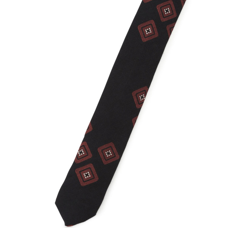 シルバーライン 【SL】コットンウールシルク小紋ネクタイ 8.5cm幅/ブラック×ワイン/ITALIAN FABRICS その他