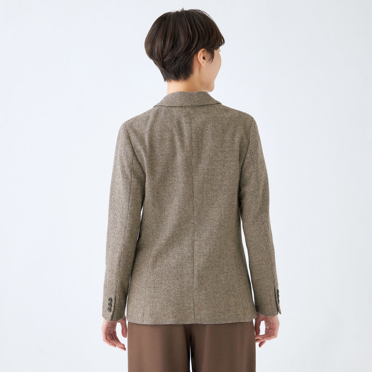 シルバーライン 【RELAX TAPERED】【秋冬】1釦ピークドラペルジャケット/ブラウン×ハウンドトゥース/RE:NEWOOL 茶中間