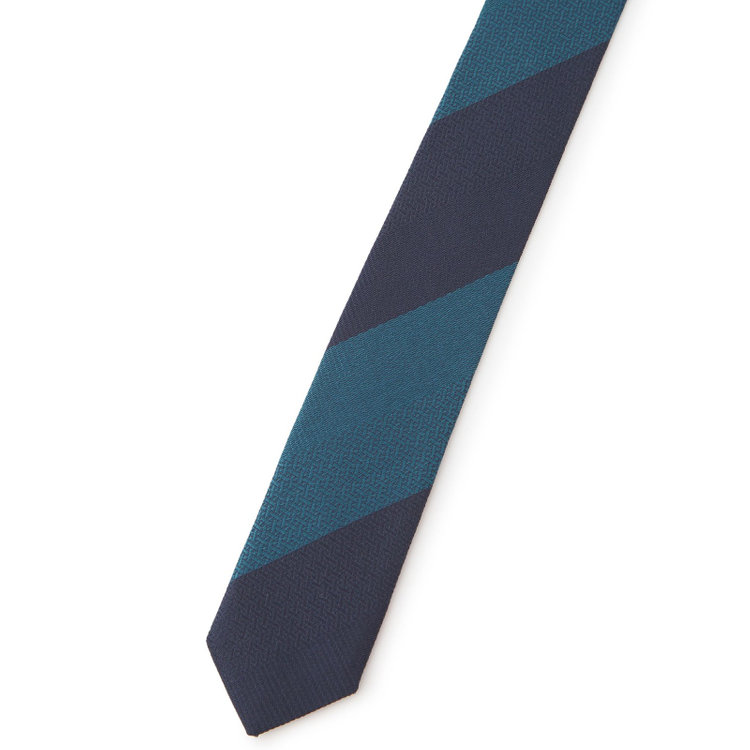 ブラックライン 【BLACK LINE】コットンシルクストライプネクタイ 7.5cm幅/ネイビー×グリーン/ITALIAN FABRICS その他