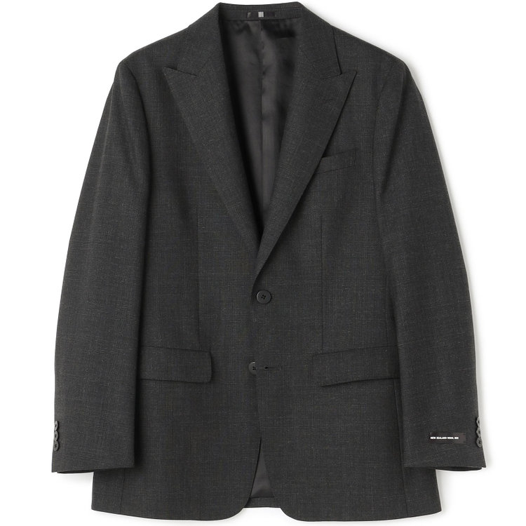 ソノタ 【BLACK LINE】ピークドラペル2釦シングルジャケット/ダークグレー×グレンチェック/NEW ZEALAND WOOL MIX グレー中間