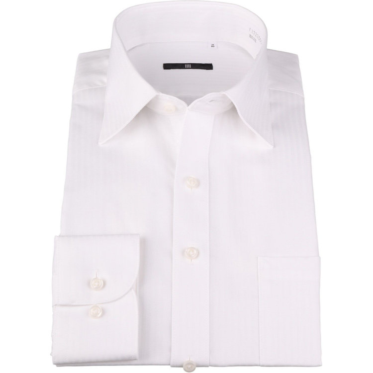 ブラックライン 【BLACK LINE】【形態安定】ワイドカラードレスワイシャツ/ホワイト×ドビーストライプ 白