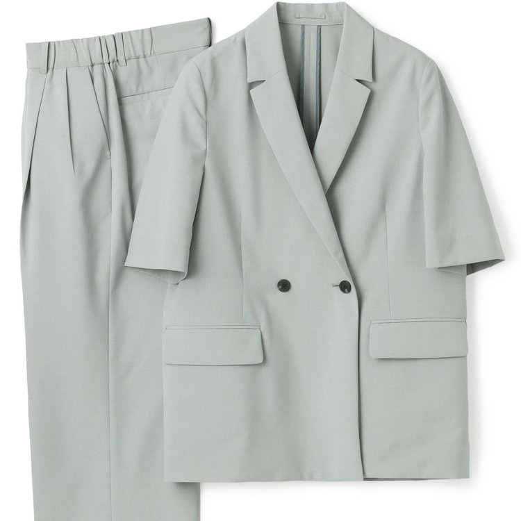 シルバーライン 【RELAX WIDE】【春夏】 2釦1掛けダブルジャケットワイドパンツスーツ/グレー/4S SUSTAINABILITY&ECOLOGY FABRIC/※パンツ裾上げ済仕様 グレー淡色