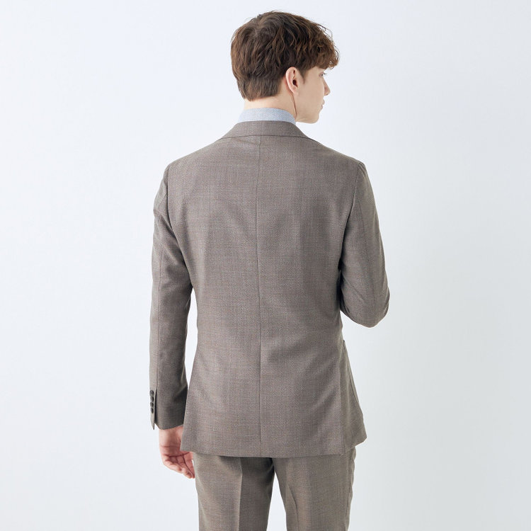 シルバーライン 【発送在庫あり】【CLASSICO TAPERED】【春夏】3釦段返りシングルスーツ 2タック/ブラウン/パッチポケット/ウエストムーブ仕様/MARZOTTO/※パンツ裾直し必要 茶中間