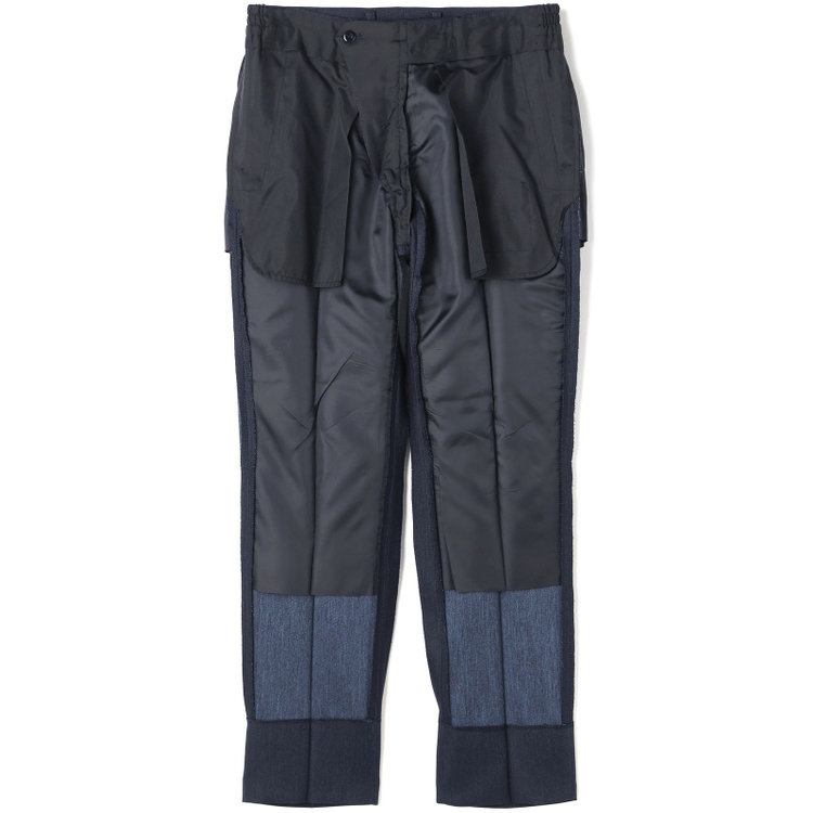 ブラックライン 【SLIM TAPERED】【年間】 2釦シングルスリーピーススーツ 0タック/ ダークネイビー×デジタルデニム  /ウエストシャーリング/ 4S TAKE OUT SUITS / ※パンツ裾上げ済仕様 紺濃色