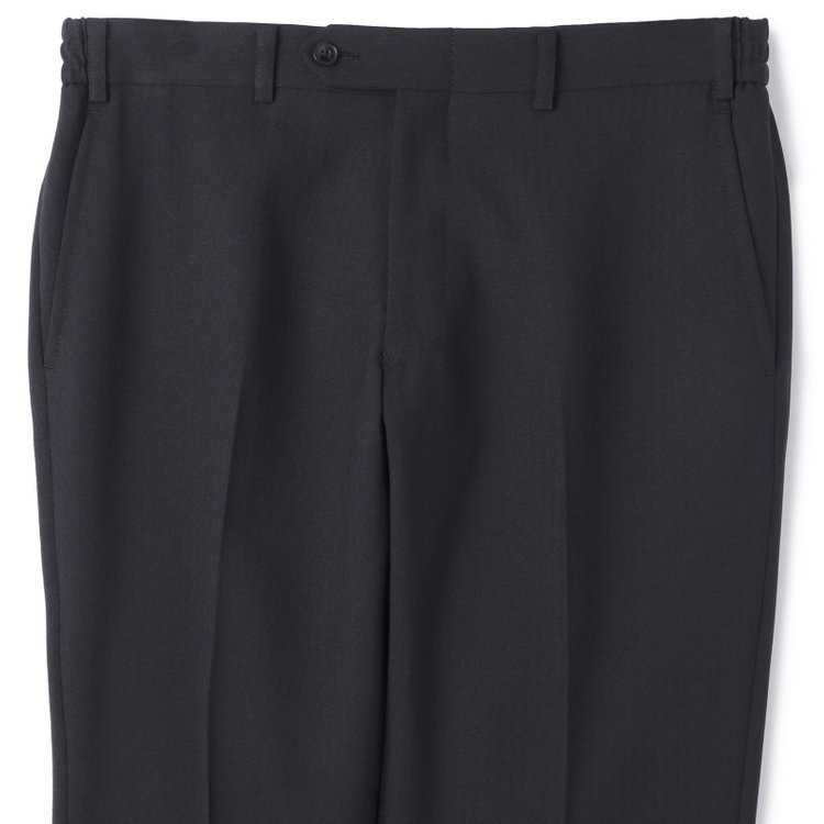 ブラックライン 【SLIM TAPERED_2】【年間】2釦シングルスリーピーススーツ 0タック/ブラック×シャドーストライプ/ウエストシャーリング/4S SUSTAINABILITY&ECOLOGY FABRIC/リバーシブルベスト仕様（グレー）/※パンツ裾上げ済仕様 黒