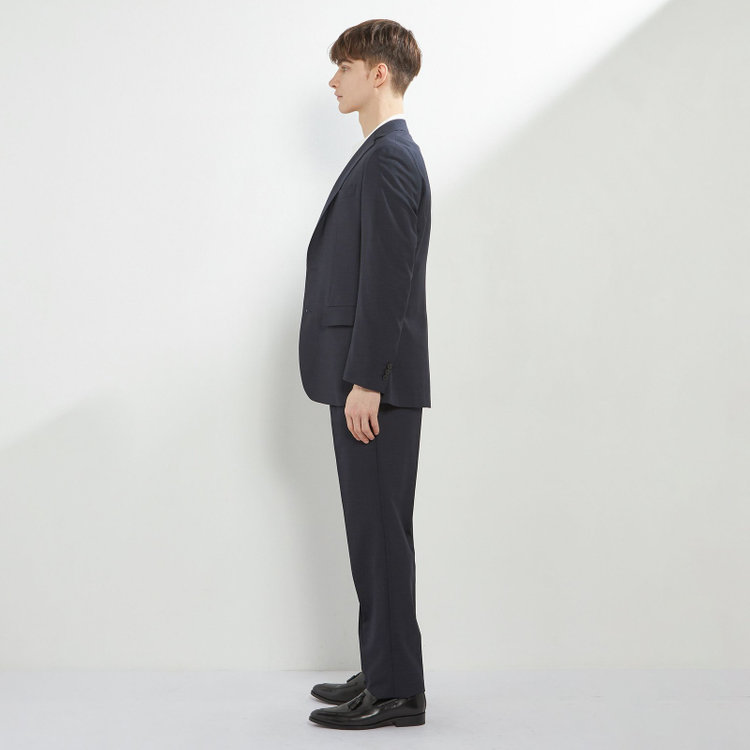 ソノタ 【BLACK LINE】【春夏】1タックワイドシルエットパンツ/ネイビー×サイロフィル/NEW ZEALAND WOOL MIX Super100’s/※裾上げ必要 紺中間