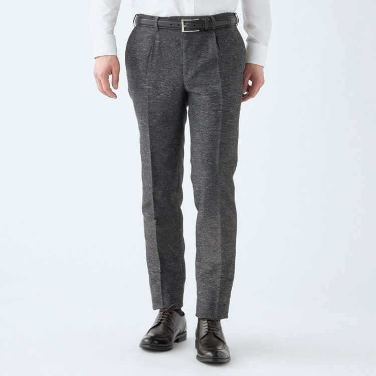 シルバーライン 【RBC】【春夏】ポリエステル1タックテーパードパンツ/ブラック/ウエストムーブ仕様/4S SUSTAINABILITY&ECOLOGY FABRIC/※裾上げ必要 黒