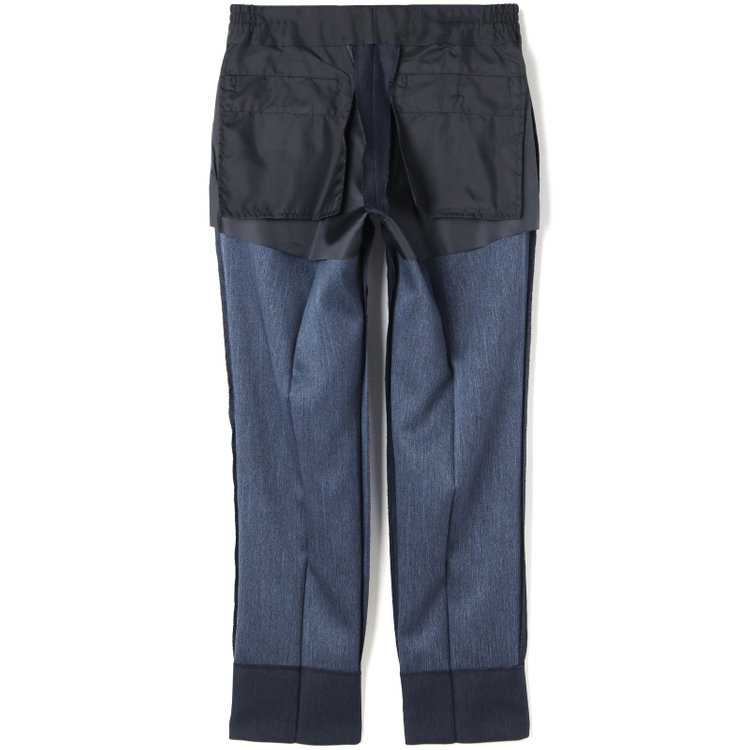 ブラックライン 【SLIM TAPERED】【年間】 2釦シングルスリーピーススーツ 0タック/ ダークネイビー×デジタルデニム  /ウエストシャーリング/ 4S TAKE OUT SUITS / ※パンツ裾上げ済仕様 紺濃色