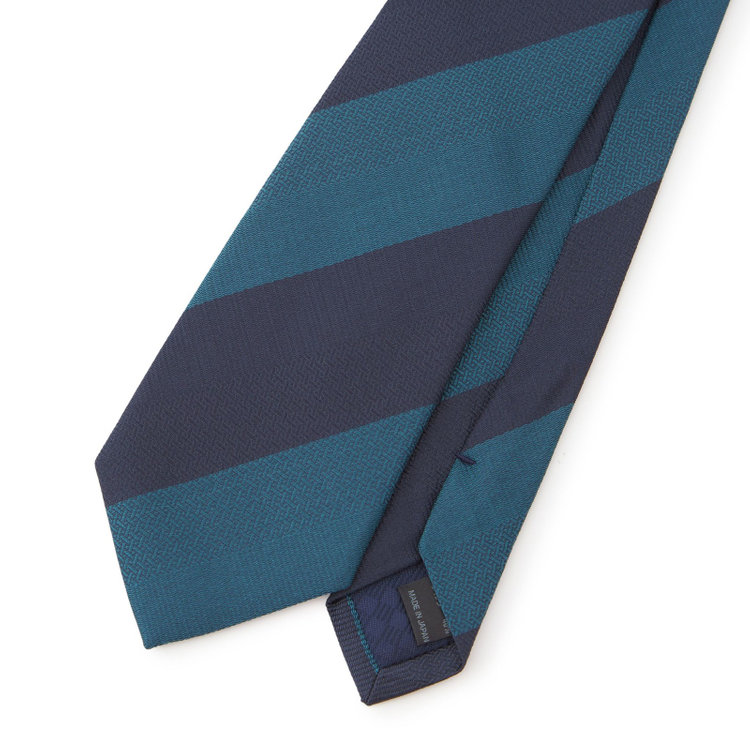 ブラックライン 【BLACK LINE】コットンシルクストライプネクタイ 7.5cm幅/ネイビー×グリーン/ITALIAN FABRICS その他
