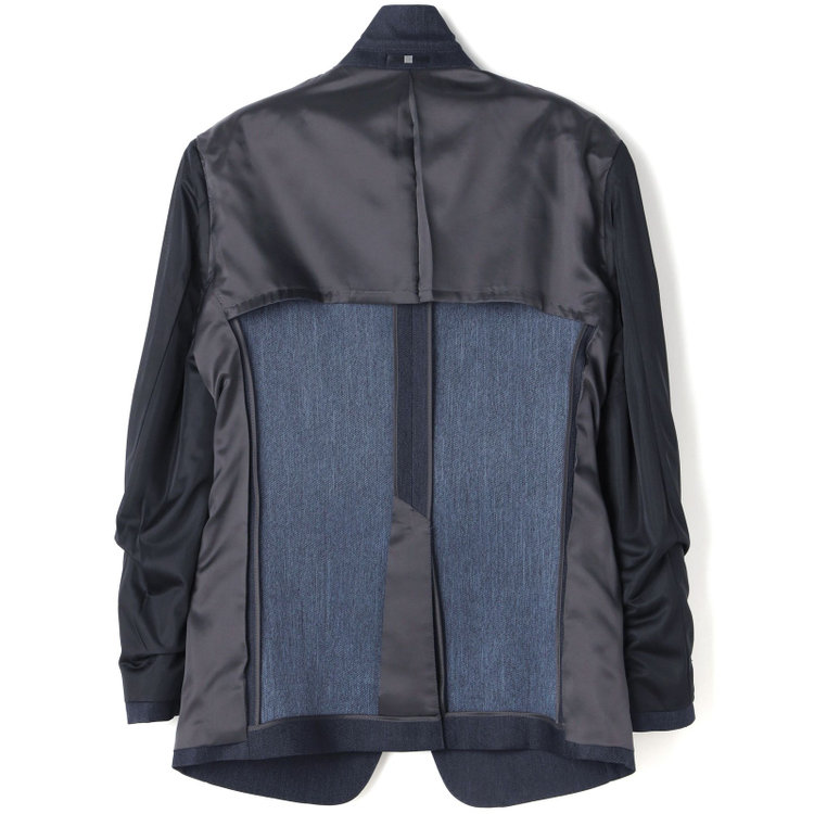 ブラックライン 【SLIM TAPERED】【年間】 2釦シングルスリーピーススーツ 0タック/ ダークネイビー×デジタルデニム  /ウエストシャーリング/ 4S TAKE OUT SUITS / ※パンツ裾上げ済仕様 紺濃色