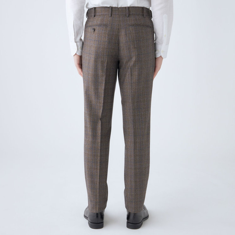 シルバーライン 【CLASSICO TAPERED】【秋冬】3釦段返りシングルスーツ 2タック/ブラウン×チェック/ウエストムーブ/MARZOTTO/※裾上げ必要 茶中間