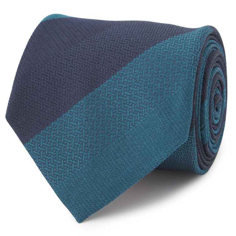 ブラックライン 【BLACK LINE】コットンシルクストライプネクタイ 7.5cm幅/ネイビー×グリーン/ITALIAN FABRICS その他