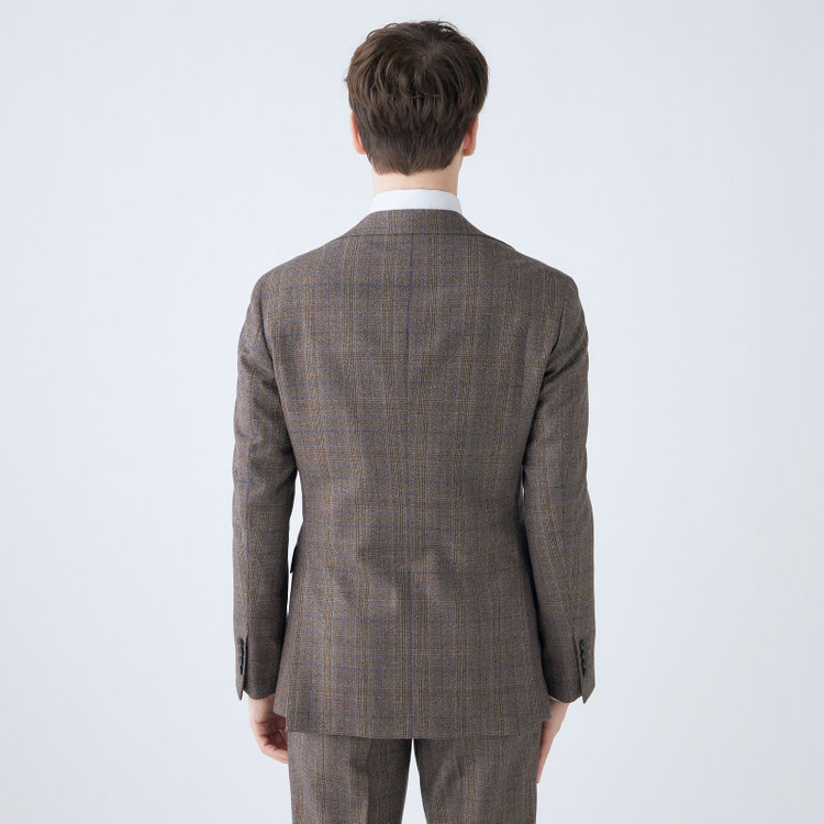 シルバーライン 【CLASSICO TAPERED】【秋冬】3釦段返りシングルスーツ 2タック/ブラウン×チェック/ウエストムーブ/MARZOTTO/※裾上げ必要 茶中間