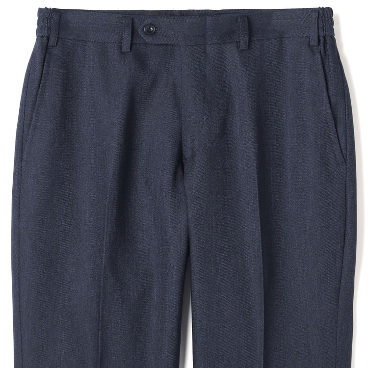 ブラックライン 【SLIM TAPERED】【年間】 2釦シングルスリーピーススーツ 0タック/ ダークネイビー×デジタルデニム  /ウエストシャーリング/ 4S TAKE OUT SUITS / ※パンツ裾上げ済仕様 紺濃色